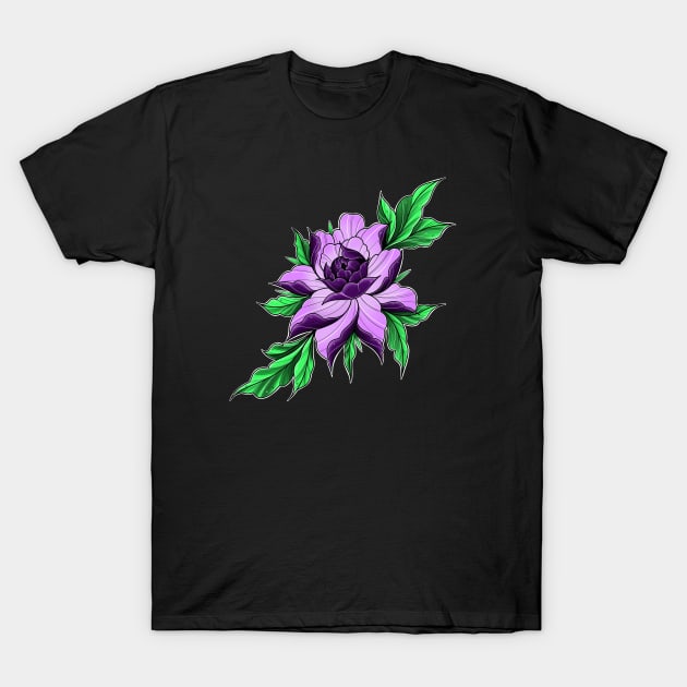 Purple Peony Flower T-Shirt by Print Art Station
